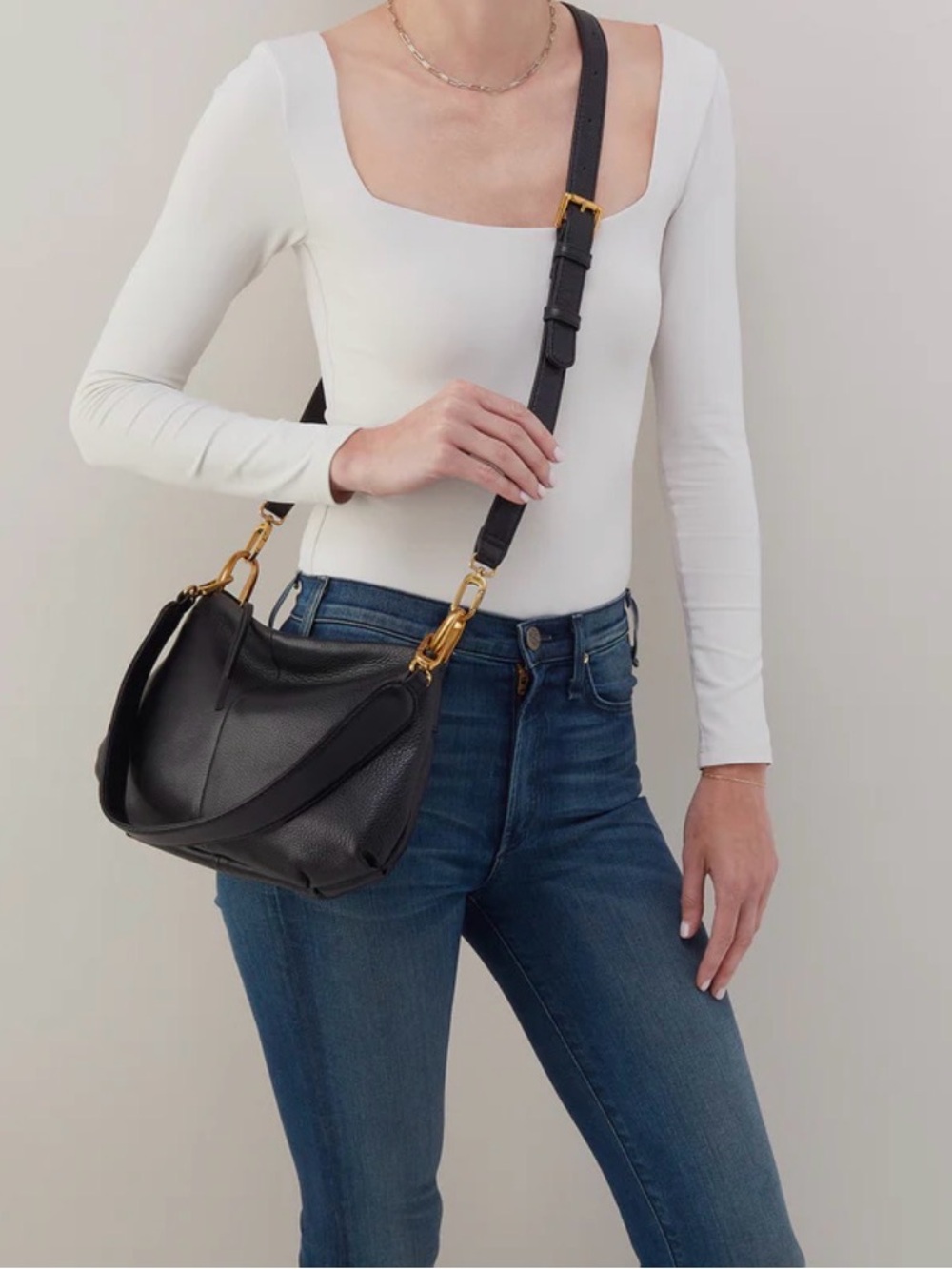 Hobo Black Leather Advanced Shoulder Crossbody Bag - Picture 8 of 10